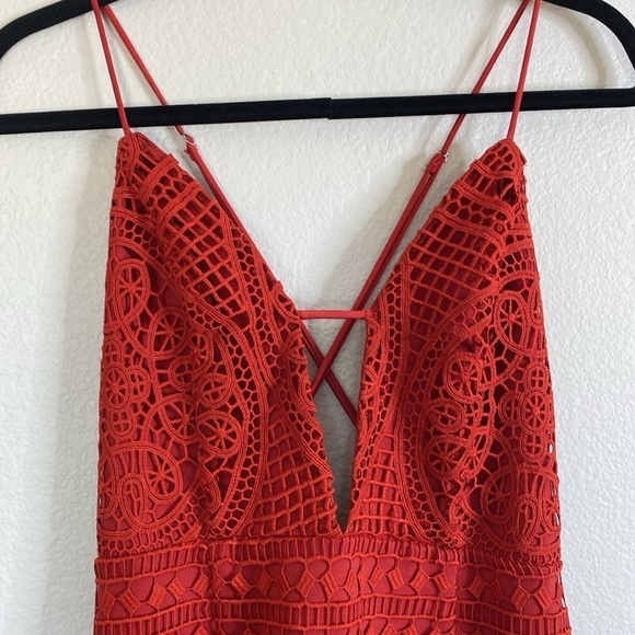 Lovers + Friends Orchard crocheted dress women’s medium burnt red EUC - Picture 4 of 10